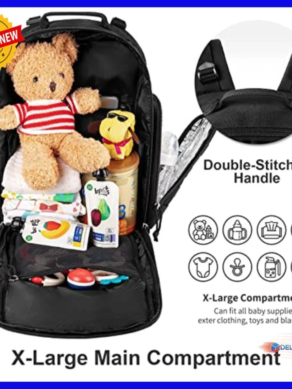 Military Diaper Backpack with Insulated Bottle Pockets, Waterproof, 17 Pockets